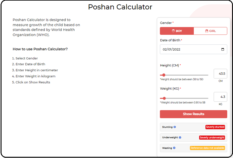 Poshan Caluculator