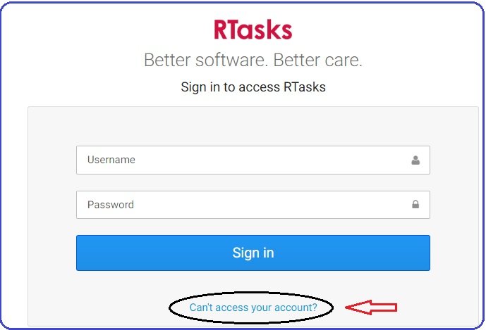 Rtasks Login recover password