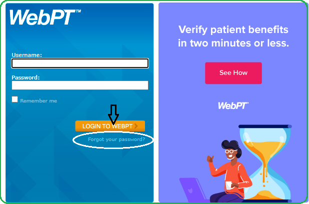 recover password at WebPT Login page