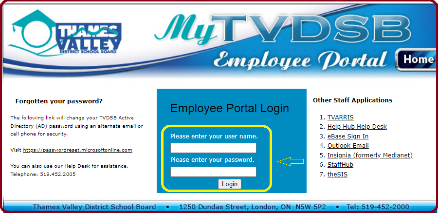 TVDSB Employee Portal Login