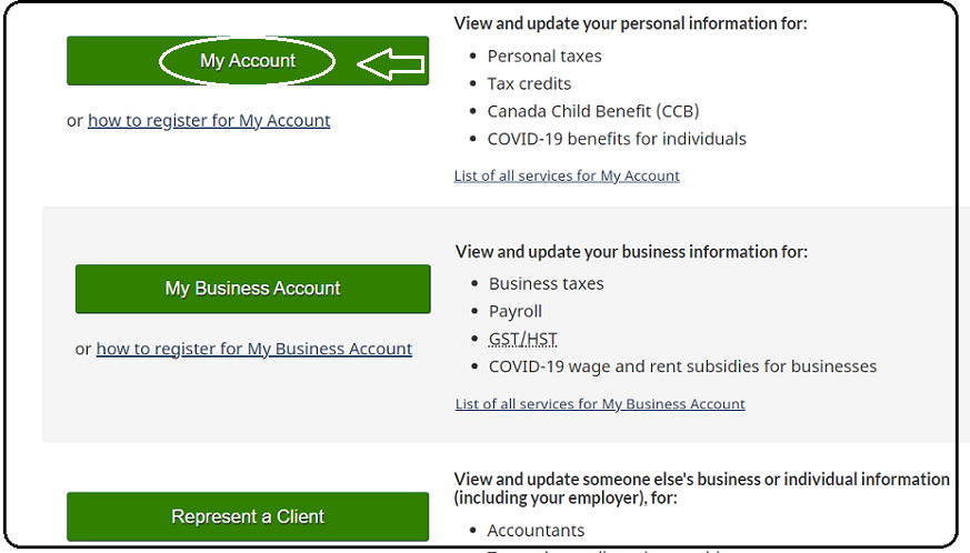 Check My account and My CRA Business Account Logins